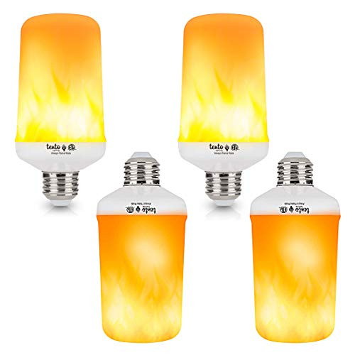 LED Flame Bulbs One Mode Flame Upside Down Pack of 4, Halloween Lighting Flickering Light Bulbs Gravity Fire Light Effect Always Flame Lantern Indoor Outdoor E26 Decorations Lamps