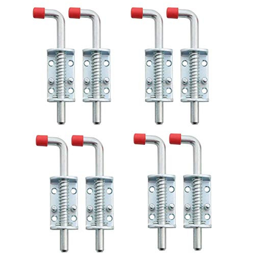 NATGAI 8 Pack Metal Lock Barrel Bolt Spring Loaded Locking Latch 6.5" Long w/Grip Heavy Duty for Gate Shed Door Tailgate Trailer Garage (8 Pack)