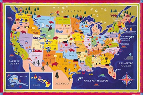 eeBoo Laminated United States USA Map Poster for Kids