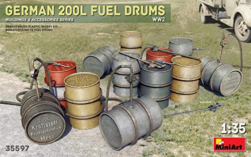 Miniart 35597 German 200L Fuel Drum Set WW2, 1/35 Scale Building and Accessories Series Plastic Figure Building Model Kit