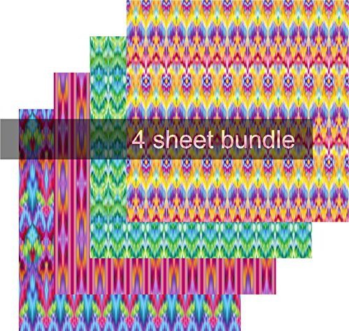 Aztec HTV Vinyl, Watercolor HTV, Tribal HTV, Patterned HTV, 4-12"x12" Bundle, Free Transfer Sheet