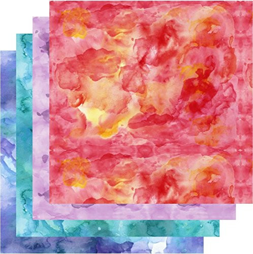 Watercolor HTV, Shades of Red Orange Blue Teal Purple HTV, 4-12"x12" Bundle, Free Transfer Sheet