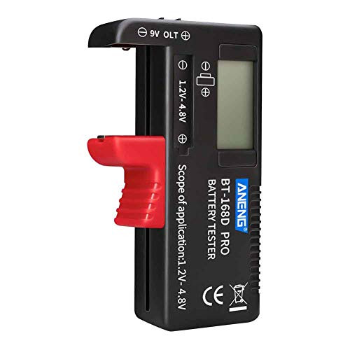 Digital Battery Tester for AAA AA C D 9V 1.5V 3.7V, LCD Volt-Checker Tester Tool for Button Cell Small Batteries BT-168D