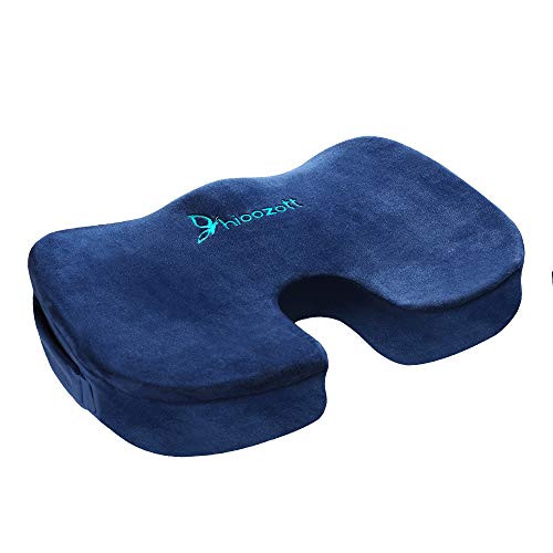 Hioozott Comfort Seat Cushion 100% Memory Foam Coccyx Cushion for Tailbone Pain Orthopedic Seat Cushion for Home Office Chair,Car Seat &Wheelchair Coccyx Cushion Sciatica & Back Pain Relief (Blue)