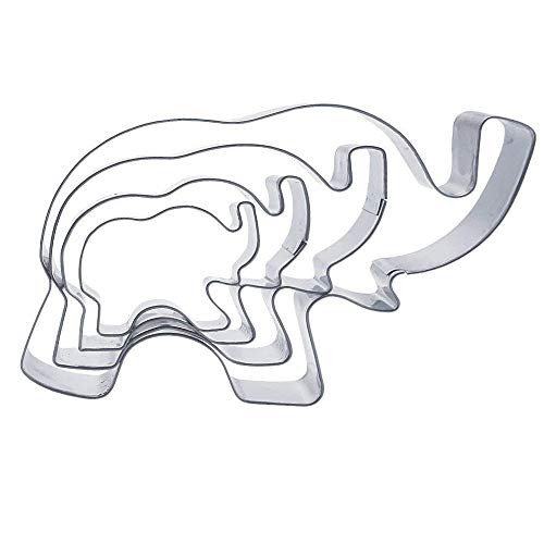 Antallcky Elephant Cookie Cutter Set-4 pcs Stainless Steel Elephant Biscuit Molds Fondant Cake Cookie Cutter Set Pastry Mold