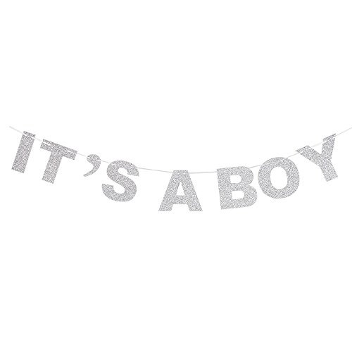 It's A Boy Silver Glitter Theme Bunting Banner For Celebrate Baby Boy Shower Baby Boy Birthday Party Creative Decorations.