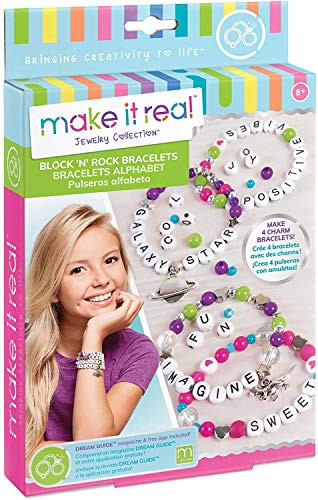 Make It Real - Block n Rock Bracelets. DIY Alphabet Beads and Charms Bracelet Making Kit for Girls. Arts and Crafts Kit to Design and Create Unique Tween Bracelets with Letters, Beads and Charms