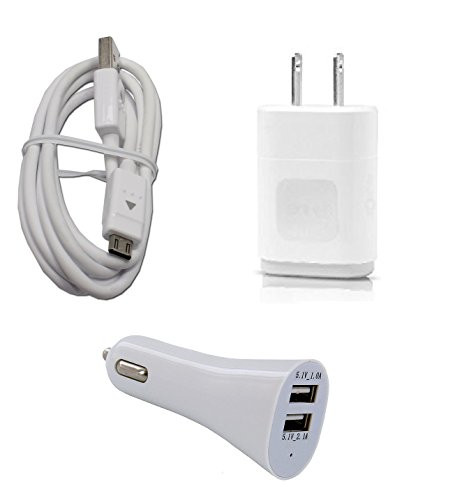 Original OEM LG Wall Home Charger with LG Micro USB Data Cable+Dual USB CAR Charger Adapter for VERIZON LG STYLO 2 V (Hibatul Inc Brand)