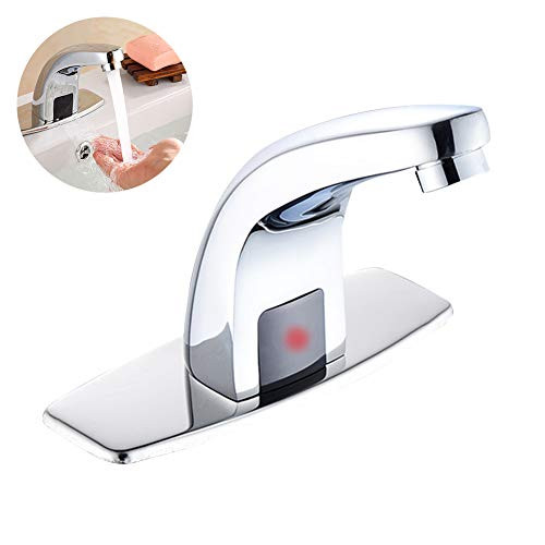 Automatic Sensor Faucet, Hands Free Smart Water Saver Tap Bathroom Basin Sink Faucet (Sliver)