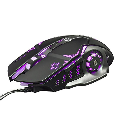 YYKJ 3200DPI Wired Mouse with 4 Adjustable DPI Levels,6 Buttons USB LED Optical Ergonomic Gaming Mouse Mice for Notebook,PC,Mac,Laptop,Computer, Macbook (Black)