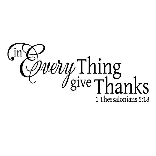 KYSUN in Everything Give Thanks 1 Thessalonians 5:18 Wall Decal Black Vinyl Christian Quotes Bible Scripture Religious Home Décor