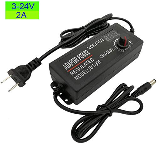 YUNBO AC 100-240V to DC 3-24V 2A 48W Universal Adjustable Power Supply Adapter for LED Strip lights