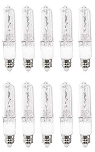 Anyray A1801Y (10)-Pack 150 Watt JD E11 150W Mini-Candelabra T4 Halogen Light Bulb 150Watts, Clear Bulbs