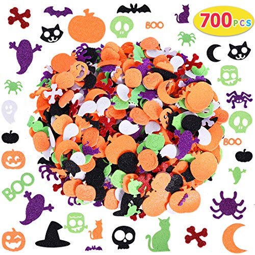 Max Fun 700 Pieces Halloween Stickers Glitter Foam Stickers DIY Halloween Craft Stickers for Halloween Decorations Party Supplies (Halloween)