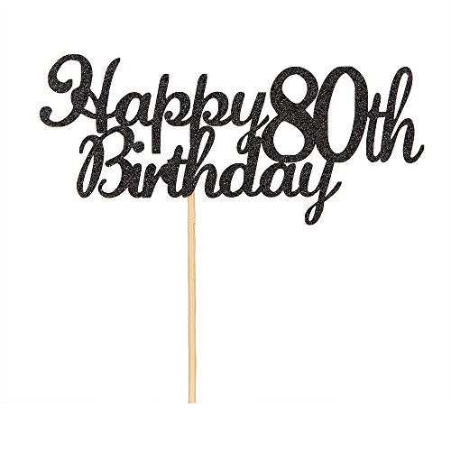 Happy 80th Birthday Cake Topper, Black Glitter Cheers To 80 Years,80&Fabulous Cake Topper,Anniversary Party Decoration Happy 80th Birthday Cake Topper, Black Glitter Cheers To 80 Years,80&Fabulous Cake Topper,Anniversary Party Decoration