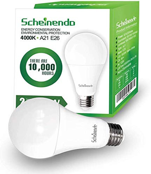 3-Way Led Light Bulbs 50/100/150 Watt Equivalent, 4000K Natural White, A21 LED Bulbs 2100LM, E26 Base-2 Packs by Scheinenda