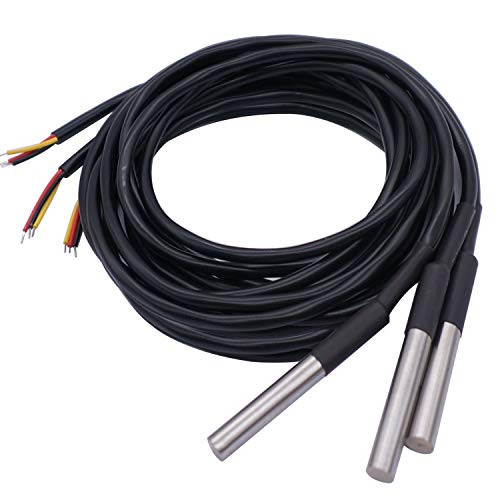 Twidec/ 3Pcs DS18B20 Waterproof Temperature Sensors 2M Length Digital Thermal Stainless Steel Probe Temperature Controller DS18B20-2M