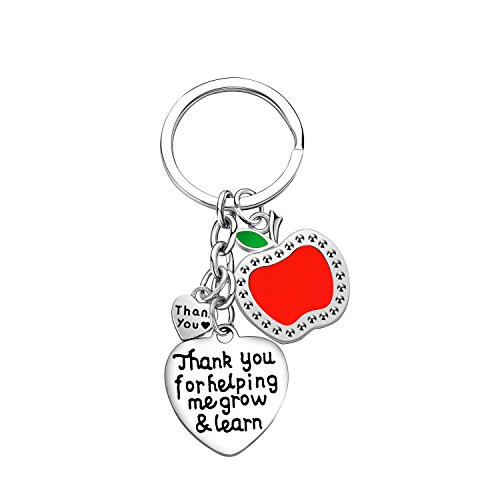 Teacher Keychain Thank You Gifts Thank You for Helping Me Grow and Learn Teacher Appreciation Jewelry