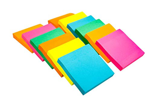 everythingplus Sticky Note Pads 3X3 12 Pads 100sheets/pad Multiple Colors Quality Sticky Notes