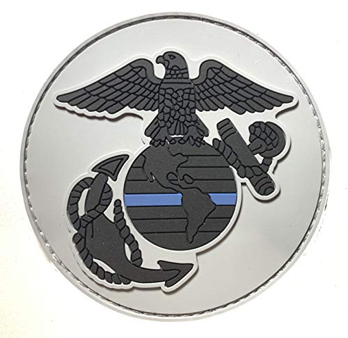 Round Thin Blue Line USMC Eagle Globe Anchor Patch Gear Bag Vest Police Marines