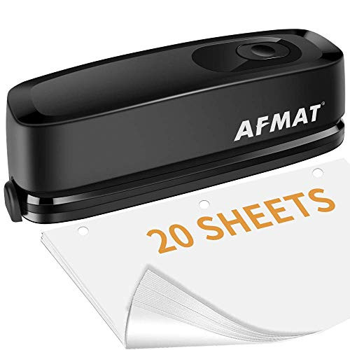 Electric 3 Hole Punch, Three Hole Punch Heavy Duty, 20-Sheet Punch Capacity, AC or Battery Operated Paper Puncher, Effortless Punching, Long Lasting Paper Punch for Office School Studio