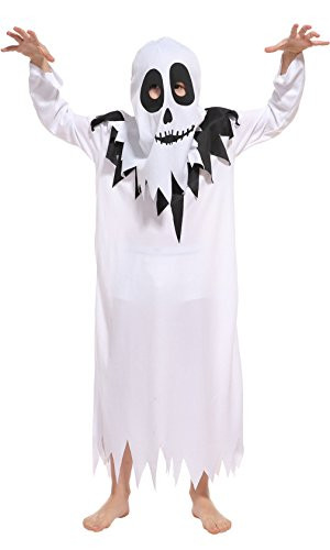 Jelord Kids Boys Halloween Costume Ghost Cosplay Costumes (Eyes Hole, 10-12Y)