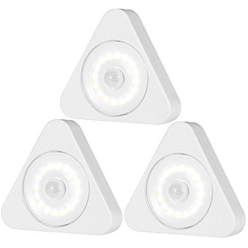 Motion Sensor Light, Cordless Battery-Powered LED Night Light, Stick-Anywhere Closet Lights Stair Lights, Safe Lights for Hallway, Bathroom, Bedroom, Kitchen, etc. (White - Pack of 3)