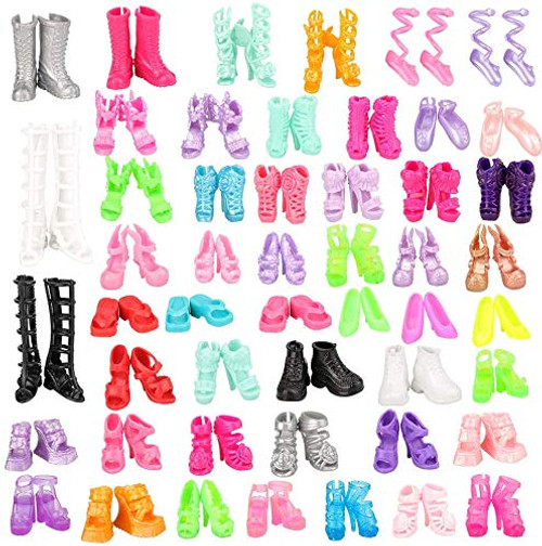 Jashem 50 Pairs Barbie Shoes 11.8" Fashion Doll Shoes Replacement Different Assorted Colors 25 Styles High Heel Shoes, Boots, Flat Shoes Set Replacement for Barbie Doll Jashem 50 Pairs Barbie Shoes 11.8" Fashion Doll Shoes Replacement Different Assorted Colors 25 Styles High Heel Shoes, Boots, Flat Shoes Set Replacement for Barbie Doll
