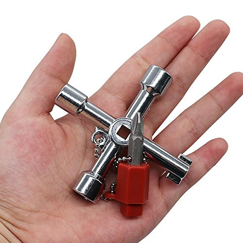 QST 5 in 1 Universal Cross Control Cabinet Key Triangle Square Wrench for Train Electrical Cupboard Box Elevator Cabinet Alloy