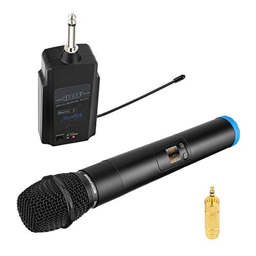 Moukey Wireless Microphone, UHF Dynamic Handheld Karaoke Mic Wireless Mic System for Karaoke, Singing, Stage, Wedding, Speech, Karaoke Machine, Amplifier, Mixer,PA System,Speakers - 164ft
