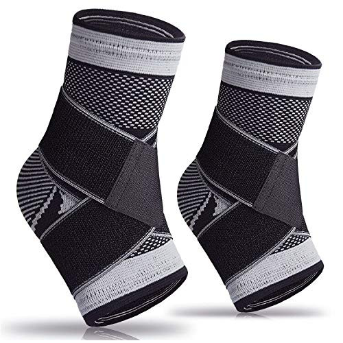 Plantar Fasciitis Socks(Pair),Compression Ankle Brace Sleeve with Arch Support for Eases Swelling&Achilles Tendonitis Heel Spurs Swelling Foot Pain Relief (Gray-Pair)