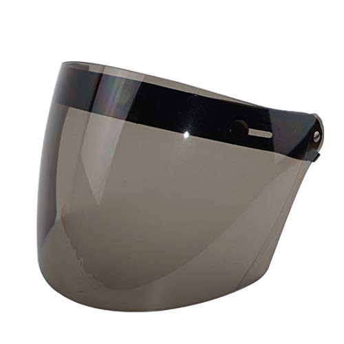 VCOROS Universal 3 Snap Flip Up Visor Shield Lens For Retro Open Face Motorcycle Helmet Windproof Anti Scratched Wind Shield (Dark Black)