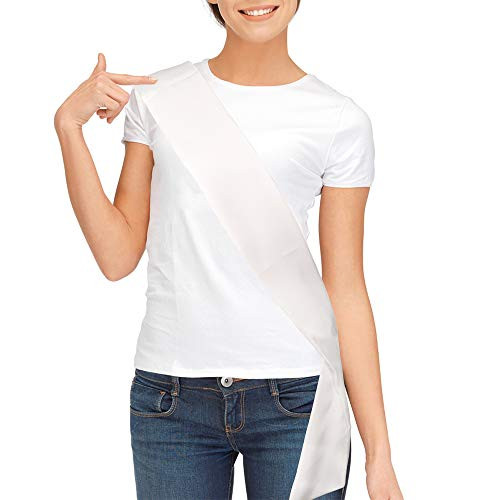 Blank Satin Sash Plain Sash Double Layer Satin Sash Party Decorations Make Your Own Sash (White)