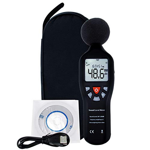 Instrument Compact Professional Digital Sound Level Meter Decibel with Backlit Display High Accuracy Measuring 30dB-130dB with Data Record Function