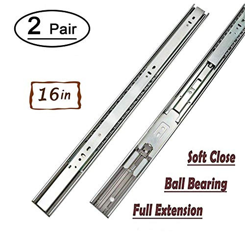 LONTAN 16'' Drawer Slides Soft Close Hardware - SL4502S3-16 Full Extension Heavy Duty Ball Bearing Drawer Slide for Drawer, 2 Pairs, 100LB Capacity