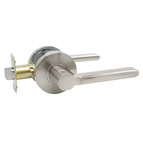 Flat Passage Levers for Hallway/Closet,Interior Door Lock,No Key,Satin Nickel Finished,1Pack
