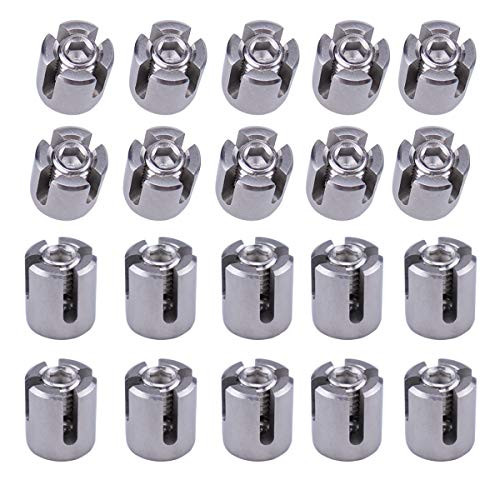 Muzata Cable Railing Cross Cable Clamps for 1/8" Wire Rope Clips Fitting for Wall Trellis System,Stainless Steel T316 Marine Grade, 20PACK