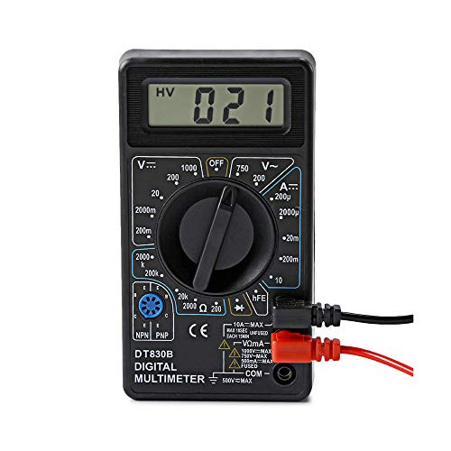 DT830B Digital Multimeter, Voltage Tester Meter AC DC Ammeter Voltmeter Transistor Meter Tester with Test Lead Probe Set