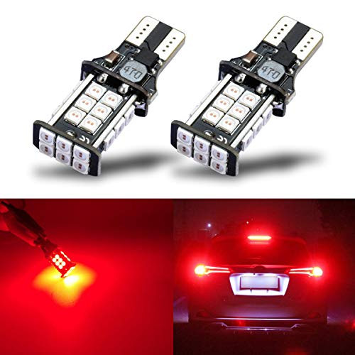 iBrightstar Newest Extremely Bright 3030 Chipsets T15 912 W16W 921 LED Bulbs Error Free For Truck Cargo Lights, High Mount / 3rd Brake Lights, Brilliant Red