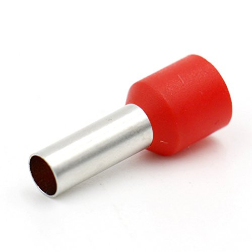 Baomain AWG 8/10.0mm² Wire Copper Crimp Connector Insulated Ferrule Pin Cord End Terminal Red 100pcs