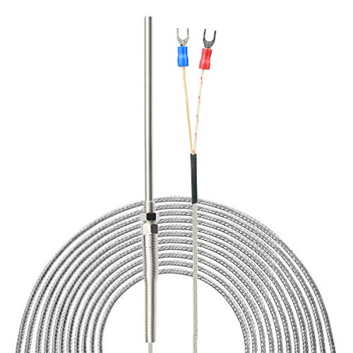 Xnrtop 2Pcs K Type 100x5mm 500°C Probe Thermocouple Temperature Sensor Cable Thermocouple Total Length 16.4Ft