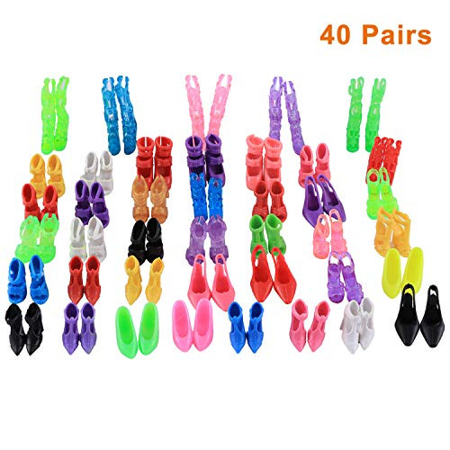 40 Pairs Shoes for Barbie Dolls, Topseller Barbie Doll Shoes Replacement Set Assorted Colors High Heel Shoes Sandals Boots Flat Shoes Accessories for Barbie Dolls Playset Girls' Birthday Gift (#1) 40 Pairs Shoes for Barbie Dolls, Topseller Barbie Doll Shoes Replacement Set Assorted Colors High Heel Shoes Sandals Boots Flat Shoes Accessories for Barbie Dolls Playset Girls' Birthday Gift (#1)
