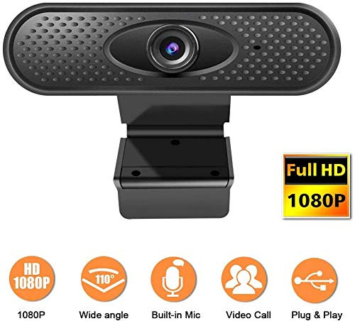 Webcam,1080P Webcam Full HD Webcam, Computer Camera USB Web Camera with Built-in Microphone for Skype, Video Calling,Conferencing, Recording, Streaming