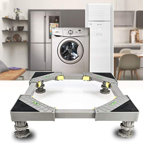 Adjustable Movable Base Refrigerator Fridge Stand with 4 Strong Feet Yellow Multi-Functional Furniture Dolly Roller Base for Refrigerator Washing Machine Washer Dryer