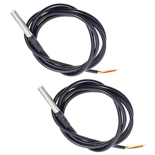 RLECS 2pcs 1 Meter Waterproof Digital Temperature Probe DS18B20 Stainless Steel Encapsulated Temperature Sensor