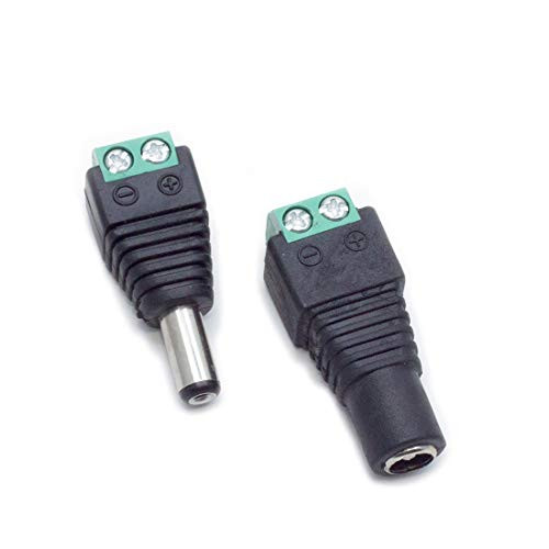 Yoohey 10 Pairs Male + Female 12V 5.5mm x 2.1mm DC Power Jack Plug Adapter Connector for CCTV Security Camera