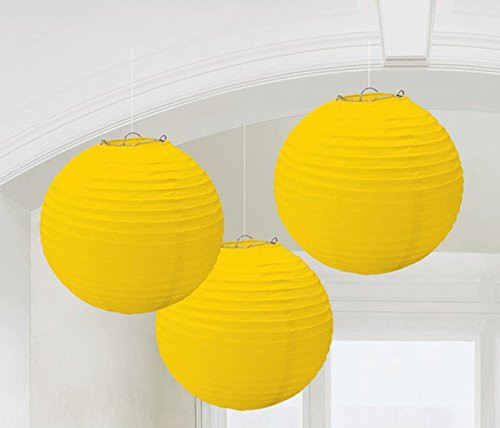 Sunshine Yellow Round Paper Lanterns| Pack of 3|Party Decor