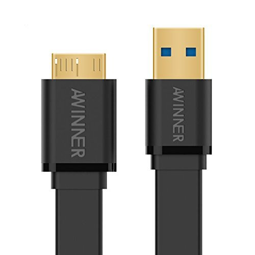 Awinner Micro USB 3.0 Data Cable for Galaxy S5 and Note 3 N9000, Super Speed USB 3.0 A Male to Micro B Male Adapter Cable Charging and Data Sync Cord for Android Smartphones and Tablets (2M-Flat)