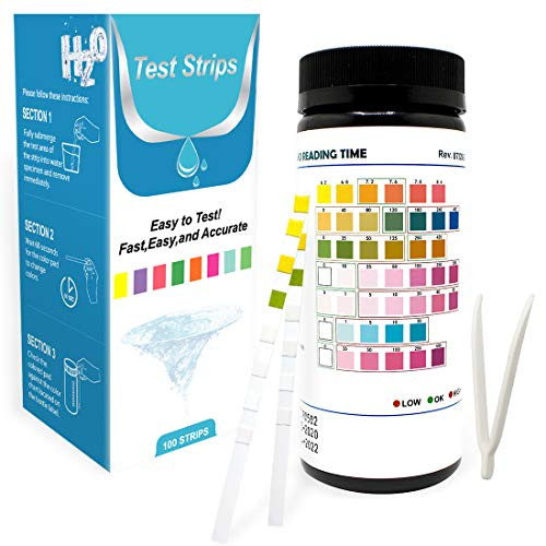 100 Count 7-Way Swimming Pool Test Strips Spa Testing Strips for Hot Tubs PH?Total Alkalinity, Nitrite, Residual Chlorine, Total Chlorine, Hardness, Bromine Water Chemistry Tester Kit 100 Count 7-Way Swimming Pool Test Strips Spa Testing Strips for Hot Tubs PH?Total Alkalinity, Nitrite, Residual Chlorine, Total Chlorine, Hardness, Bromine Water Chemistry Tester Kit