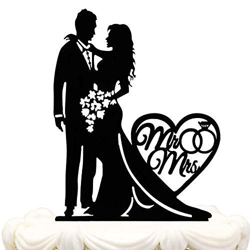 Mr and Mrs Cake Topper Acrylic Love Wedding Cake Topper Funny Bride and Groom Cake Topper (WE-01)